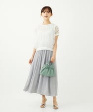F1LAD09160 MK MICHEL KLEIN(小さいサイズ)(メゾン ドゥ サンク) 【小さいサイズ】起毛サテンガウチョパンツ/洗濯機で洗える ライトブルー