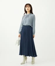 F1LAD09160 MK MICHEL KLEIN(小さいサイズ)(メゾン ドゥ サンク) 【小さいサイズ】起毛サテンガウチョパンツ/洗濯機で洗える ライトブルー