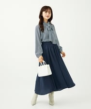 F1LAD09160 MK MICHEL KLEIN(小さいサイズ)(メゾン ドゥ サンク) 【小さいサイズ】起毛サテンガウチョパンツ/洗濯機で洗える ライトブルー
