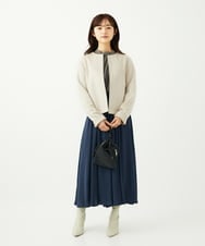 F1LAD09160 MK MICHEL KLEIN(小さいサイズ)(メゾン ドゥ サンク) 【小さいサイズ】起毛サテンガウチョパンツ/洗濯機で洗える ライトブルー