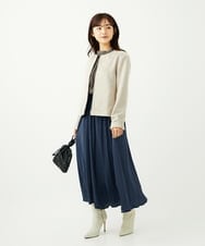 F1LAD09160 MK MICHEL KLEIN(小さいサイズ)(メゾン ドゥ サンク) 【小さいサイズ】起毛サテンガウチョパンツ/洗濯機で洗える ライトブルー