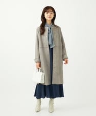 F1LAD09160 MK MICHEL KLEIN(小さいサイズ)(メゾン ドゥ サンク) 【小さいサイズ】起毛サテンガウチョパンツ/洗濯機で洗える ライトブルー