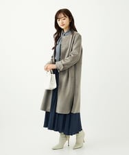 F1LAD09160 MK MICHEL KLEIN(小さいサイズ)(メゾン ドゥ サンク) 【小さいサイズ】起毛サテンガウチョパンツ/洗濯機で洗える ライトブルー