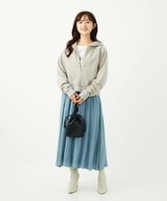 F1LAD09160 MK MICHEL KLEIN(小さいサイズ)(メゾン ドゥ サンク) 【小さいサイズ】起毛サテンガウチョパンツ/洗濯機で洗える ライトブルー