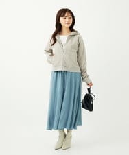 F1LAD09160 MK MICHEL KLEIN(小さいサイズ)(メゾン ドゥ サンク) 【小さいサイズ】起毛サテンガウチョパンツ/洗濯機で洗える ライトブルー