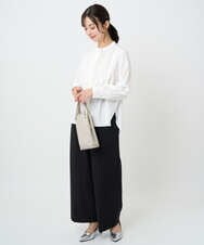 F1LAD45160 MK MICHEL KLEIN(小さいサイズ)(メゾン ドゥ サンク) 【小さいサイズ】ストレートワイドシルエットパンツ（無地・チェック）/洗える グレー（チェック）