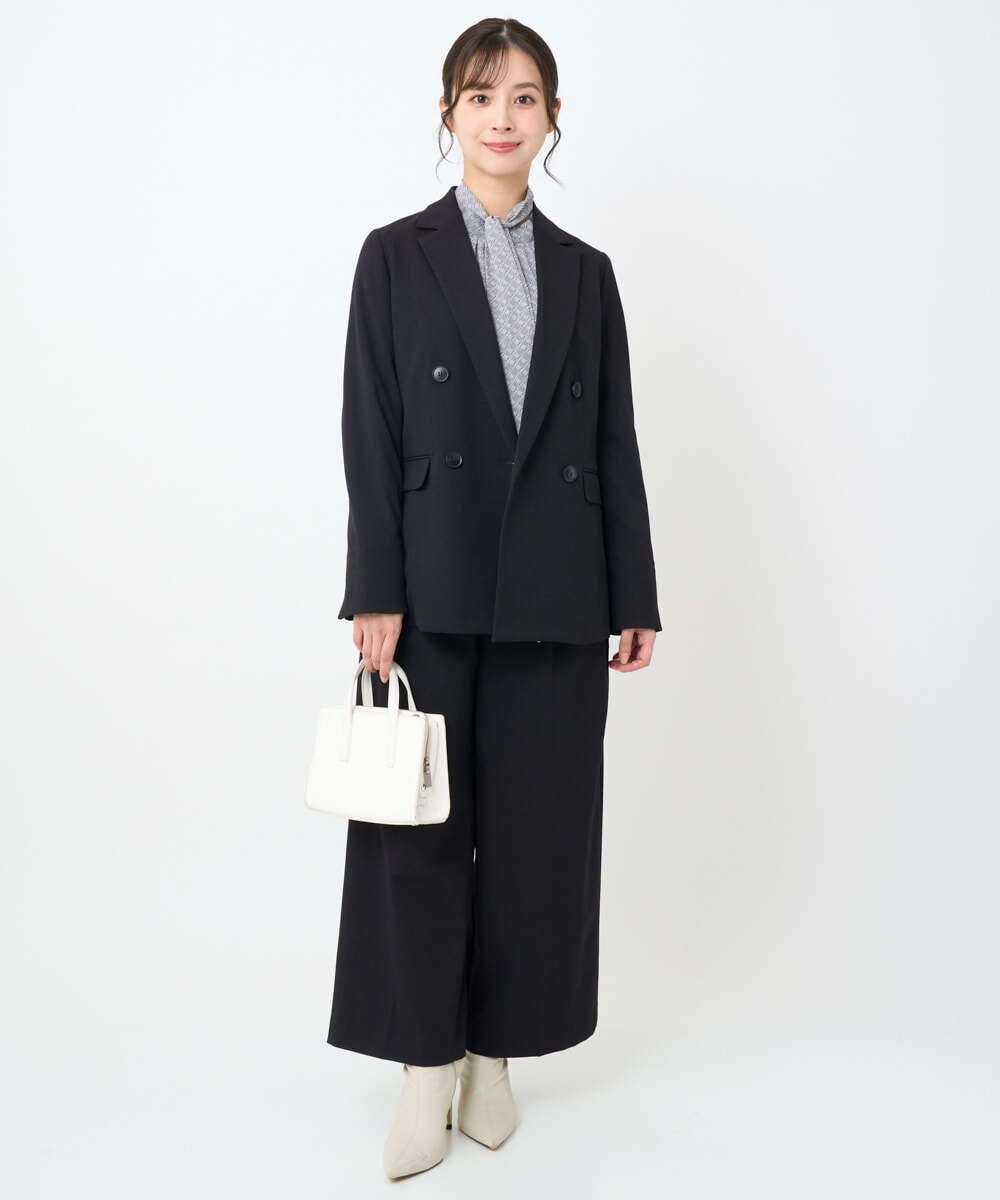 F1LAD45160 MK MICHEL KLEIN(小さいサイズ)(メゾン ドゥ サンク) 【小さいサイズ】ストレートワイドシルエットパンツ（無地・チェック）/洗える グレー（チェック）