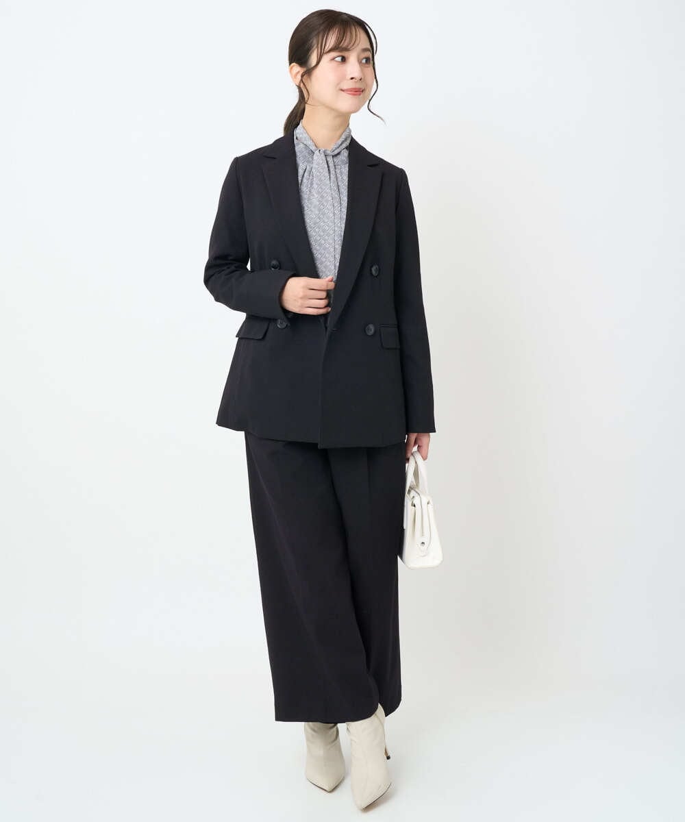 F1LAD45160 MK MICHEL KLEIN(小さいサイズ)(メゾン ドゥ サンク) 【小さいサイズ】ストレートワイドシルエットパンツ（無地・チェック）/洗える グレー（チェック）
