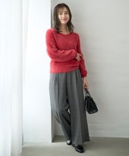 F1LAD45160 MK MICHEL KLEIN(小さいサイズ)(メゾン ドゥ サンク) 【小さいサイズ】ストレートワイドシルエットパンツ（無地・チェック）/洗える グレー（チェック）