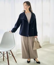 F1LAD45160 MK MICHEL KLEIN(小さいサイズ)(メゾン ドゥ サンク) 【小さいサイズ】ストレートワイドシルエットパンツ（無地・チェック）/洗える グレー（チェック）