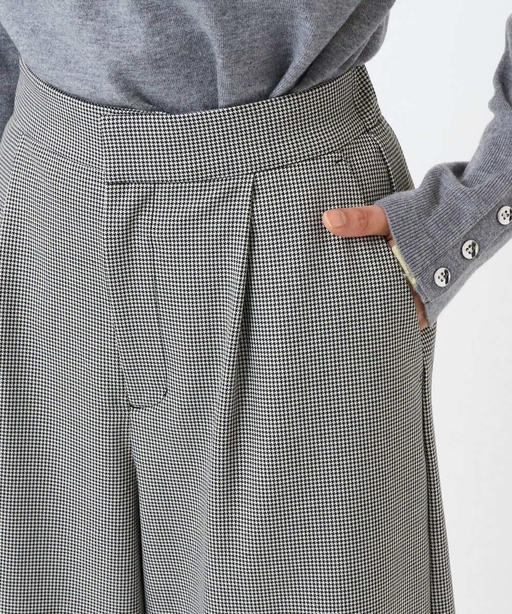 F1LAD51170 MK MICHEL KLEIN(小さいサイズ)(メゾン ドゥ サンク) 【小さいサイズ】千鳥柄ガウチョパンツ/洗える グレー