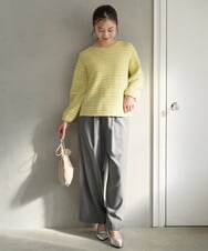 F1LAD62160 MK MICHEL KLEIN(小さいサイズ)(メゾン ドゥ サンク) 【小さいサイズ】裏起毛ワイドストレートプルオンパンツ/洗える グレー