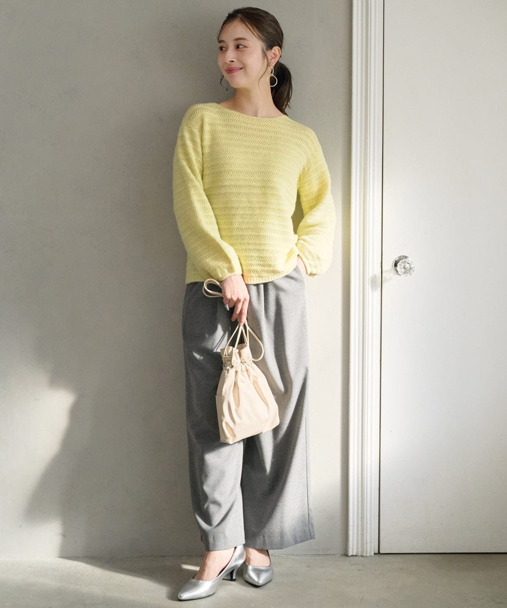 F1LAD62160 MK MICHEL KLEIN(小さいサイズ)(メゾン ドゥ サンク) 【小さいサイズ】裏起毛ワイドストレートプルオンパンツ/洗える グレー