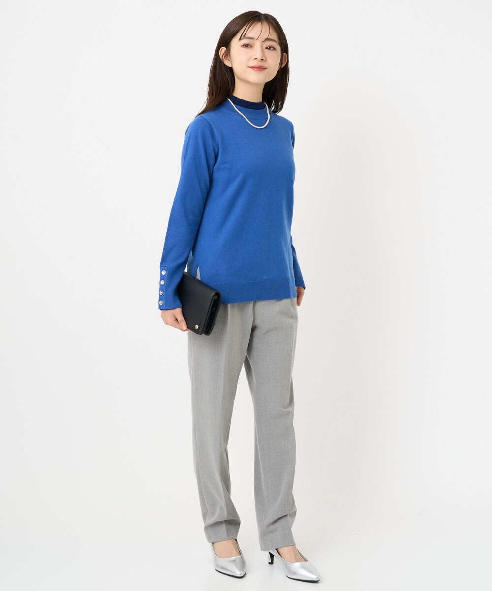F1LBD56150 MK MICHEL KLEIN(小さいサイズ)(メゾン ドゥ サンク) 【小さいサイズ】ツイード調両面起毛テーパードパンツ/洗える ライトグレー