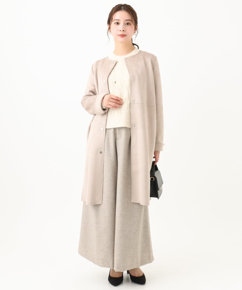 F1LDA60170 MK MICHEL KLEIN(小さいサイズ)(メゾン ドゥ サンク) 【小さいサイズ】2タック ツイードワイドパンツ/洗える ダークグレー