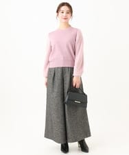 F1LDA60170 MK MICHEL KLEIN(小さいサイズ)(メゾン ドゥ サンク) 【小さいサイズ】2タック ツイードワイドパンツ/洗える ダークグレー