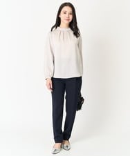 F1LFA10140 MK MICHEL KLEIN(小さいサイズ)(メゾン ドゥ サンク) 【小さいサイズ】ベーシックテーパードパンツ/制菌加工/洗える/セットアップ対応 ネイビー