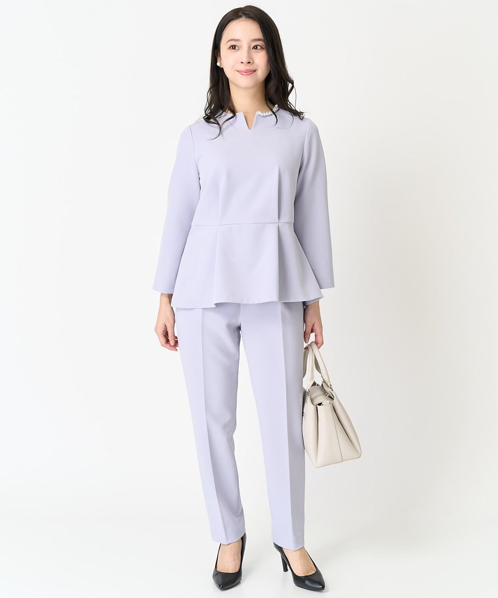 F1LFA10140 MK MICHEL KLEIN(小さいサイズ)(メゾン ドゥ サンク) 【小さいサイズ】ベーシックテーパードパンツ/制菌加工/洗える/セットアップ対応 ネイビー