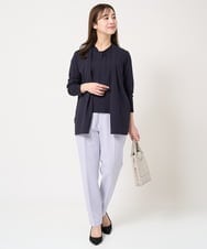 F1LFA10140 MK MICHEL KLEIN(小さいサイズ)(メゾン ドゥ サンク) 【小さいサイズ】ベーシックテーパードパンツ/制菌加工/洗える/セットアップ対応 ネイビー
