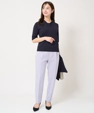 F1LFA10140 MK MICHEL KLEIN(小さいサイズ)(メゾン ドゥ サンク) 【小さいサイズ】ベーシックテーパードパンツ/制菌加工/洗える/セットアップ対応 ネイビー