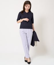 F1LFA10140 MK MICHEL KLEIN(小さいサイズ)(メゾン ドゥ サンク) 【小さいサイズ】ベーシックテーパードパンツ/制菌加工/洗える/セットアップ対応 ネイビー
