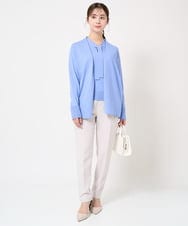 F1LFA10140 MK MICHEL KLEIN(小さいサイズ)(メゾン ドゥ サンク) 【小さいサイズ】ベーシックテーパードパンツ/制菌加工/洗える/セットアップ対応 ネイビー