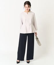 F1LFA24160 MK MICHEL KLEIN(小さいサイズ)(メゾン ドゥ サンク) 【小さいサイズ】ハイウエストワイドパンツ/撥水加工/洗える/セットアップ対応 ライトグレー