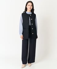 F1LFA24160 MK MICHEL KLEIN(小さいサイズ)(メゾン ドゥ サンク) 【小さいサイズ】ハイウエストワイドパンツ/撥水加工/洗える/セットアップ対応 ライトグレー