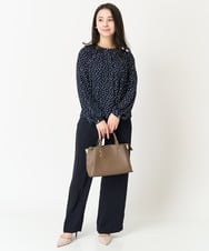 F1LFA24160 MK MICHEL KLEIN(小さいサイズ)(メゾン ドゥ サンク) 【小さいサイズ】ハイウエストワイドパンツ/撥水加工/洗える/セットアップ対応 ライトグレー