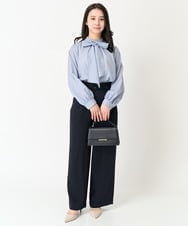 F1LFA24160 MK MICHEL KLEIN(小さいサイズ)(メゾン ドゥ サンク) 【小さいサイズ】ハイウエストワイドパンツ/撥水加工/洗える/セットアップ対応 ライトグレー