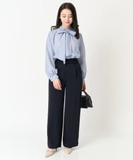 F1LFA24160 MK MICHEL KLEIN(小さいサイズ)(メゾン ドゥ サンク) 【小さいサイズ】ハイウエストワイドパンツ/撥水加工/洗える/セットアップ対応 ライトグレー