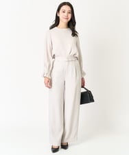 F1LFA24160 MK MICHEL KLEIN(小さいサイズ)(メゾン ドゥ サンク) 【小さいサイズ】ハイウエストワイドパンツ/撥水加工/洗える/セットアップ対応 ライトグレー