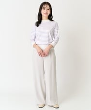 F1LFA24160 MK MICHEL KLEIN(小さいサイズ)(メゾン ドゥ サンク) 【小さいサイズ】ハイウエストワイドパンツ/撥水加工/洗える/セットアップ対応 ライトグレー