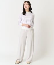F1LFA24160 MK MICHEL KLEIN(小さいサイズ)(メゾン ドゥ サンク) 【小さいサイズ】ハイウエストワイドパンツ/撥水加工/洗える/セットアップ対応 ライトグレー