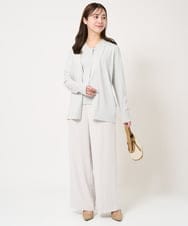 F1LFA24160 MK MICHEL KLEIN(小さいサイズ)(メゾン ドゥ サンク) 【小さいサイズ】ハイウエストワイドパンツ/撥水加工/洗える/セットアップ対応 ライトグレー