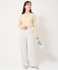 F1LFA24160 MK MICHEL KLEIN(小さいサイズ)(メゾン ドゥ サンク) 【小さいサイズ】ハイウエストワイドパンツ/撥水加工/洗える/セットアップ対応 ライトグレー