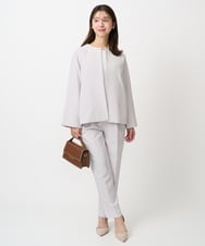 F1LFD11150 MK MICHEL KLEIN(小さいサイズ)(メゾン ドゥ サンク) 【小さいサイズ】ダブルクロス テーパードパンツ/セットアップ対応/防シワ/ストレッチ/洗える グレージュ