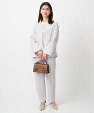 F1LFD11150 MK MICHEL KLEIN(小さいサイズ)(メゾン ドゥ サンク) 【小さいサイズ】ダブルクロス テーパードパンツ/セットアップ対応/防シワ/ストレッチ/洗える グレージュ