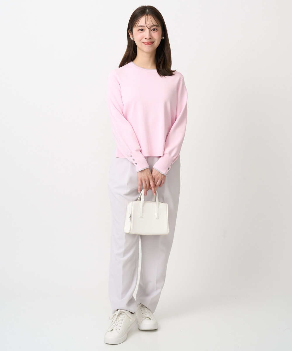 F1LFD11150 MK MICHEL KLEIN(小さいサイズ)(メゾン ドゥ サンク) 【小さいサイズ】ダブルクロス テーパードパンツ/セットアップ対応/防シワ/ストレッチ/洗える グレージュ