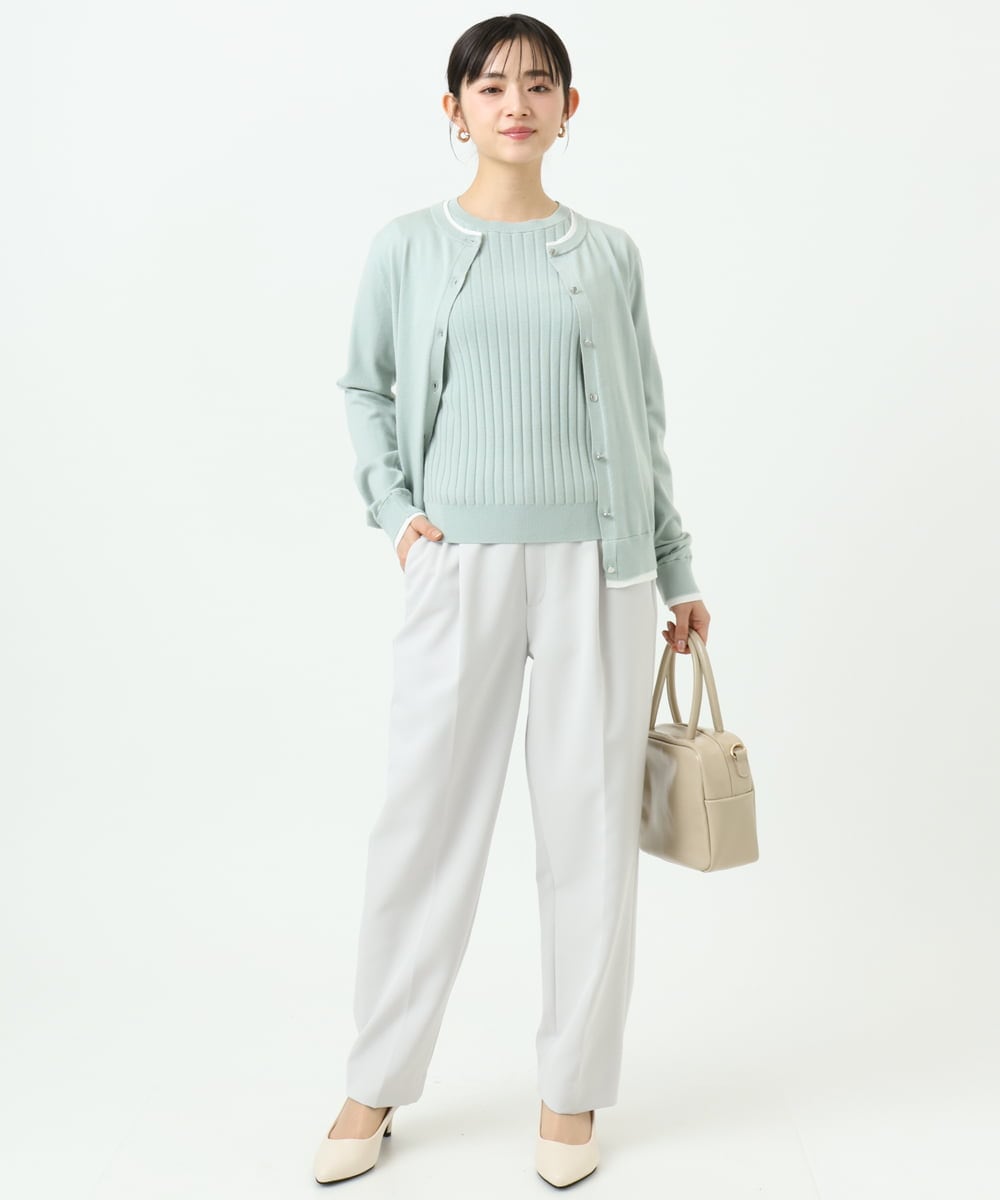 F1LFD11150 MK MICHEL KLEIN(小さいサイズ)(メゾン ドゥ サンク) 【小さいサイズ】ダブルクロス テーパードパンツ/セットアップ対応/防シワ/ストレッチ/洗える グレージュ