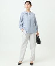 F1LFD11150 MK MICHEL KLEIN(小さいサイズ)(メゾン ドゥ サンク) 【小さいサイズ】ダブルクロス テーパードパンツ/セットアップ対応/防シワ/ストレッチ/洗える グレージュ