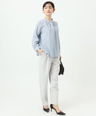 F1LFD11150 MK MICHEL KLEIN(小さいサイズ)(メゾン ドゥ サンク) 【小さいサイズ】ダブルクロス テーパードパンツ/セットアップ対応/防シワ/ストレッチ/洗える グレージュ