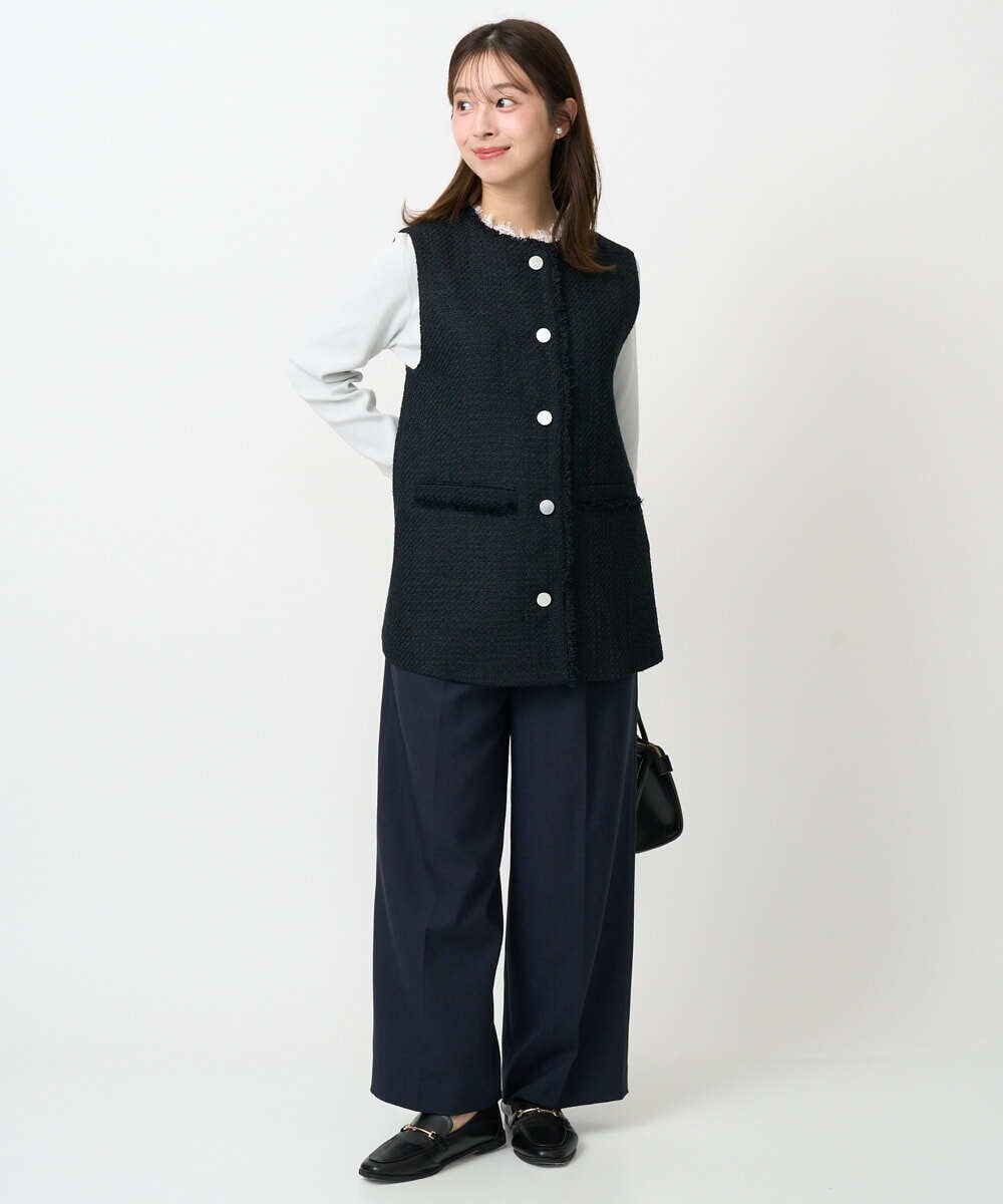 F1LFD15170 MK MICHEL KLEIN(小さいサイズ)(メゾン ドゥ サンク) 【小さいサイズ】2タックストレートワイドパンツ/洗える ベージュ