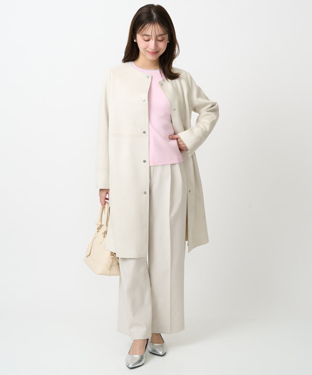 F1LFD15170 MK MICHEL KLEIN(小さいサイズ)(メゾン ドゥ サンク) 【小さいサイズ】2タックストレートワイドパンツ/洗える ベージュ