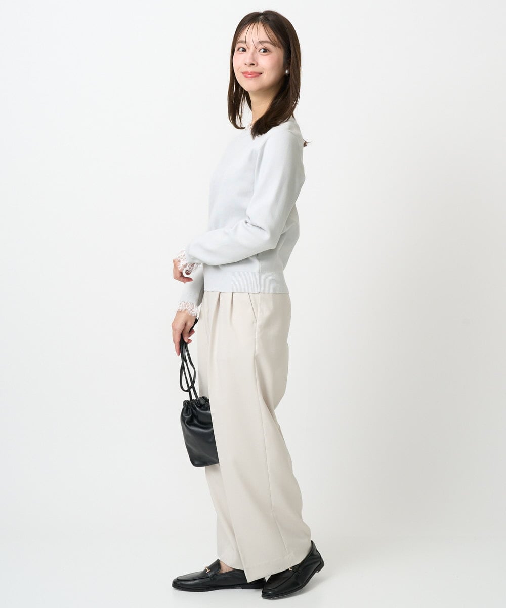 F1LFD15170 MK MICHEL KLEIN(小さいサイズ)(メゾン ドゥ サンク) 【小さいサイズ】2タックストレートワイドパンツ/洗える ベージュ