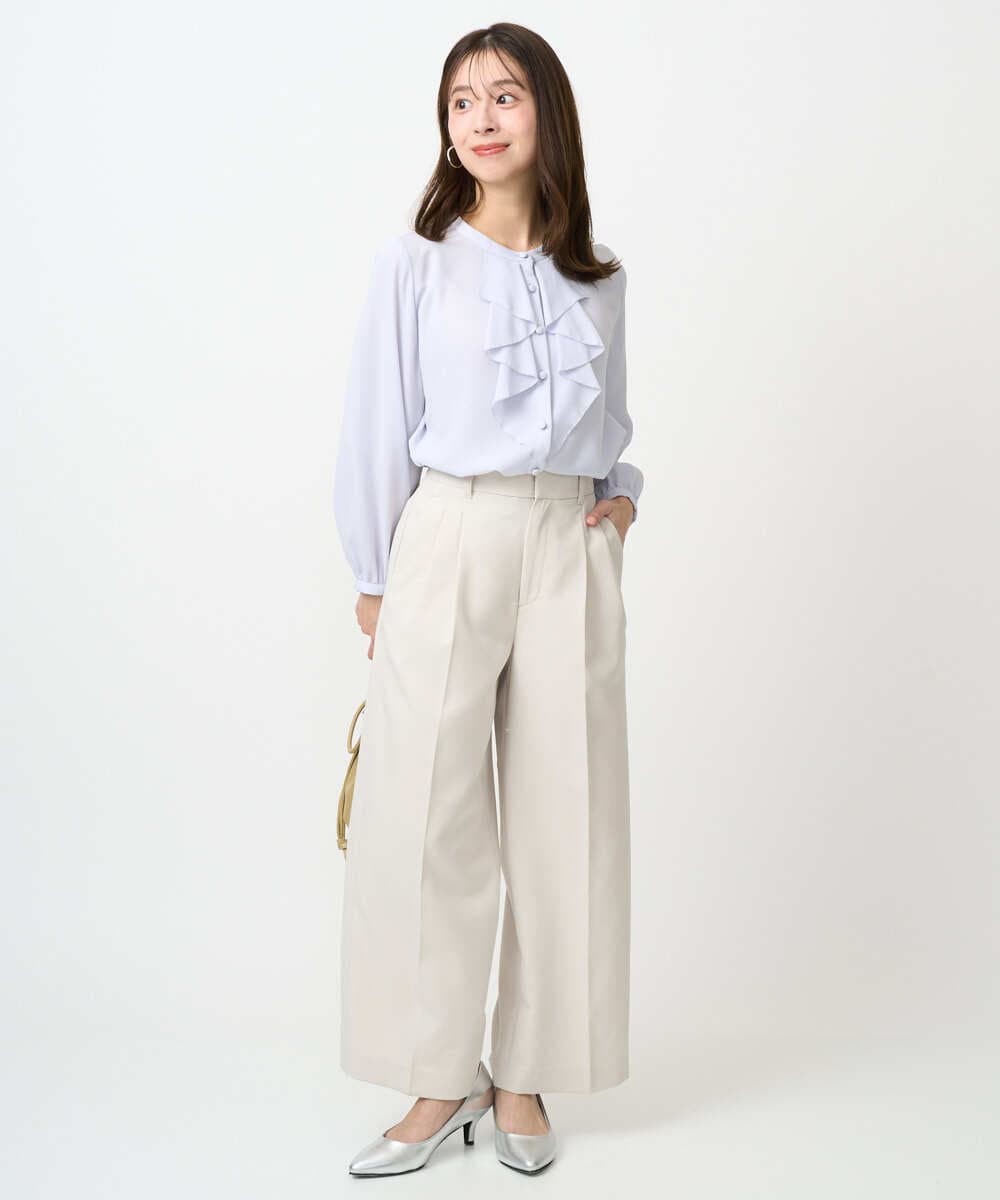 F1LFD15170 MK MICHEL KLEIN(小さいサイズ)(メゾン ドゥ サンク) 【小さいサイズ】2タックストレートワイドパンツ/洗える ベージュ