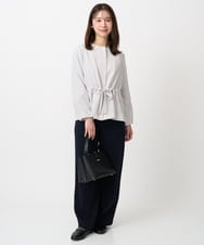 F1LFD24160 MK MICHEL KLEIN(小さいサイズ)(メゾン ドゥ サンク) 【小さいサイズ】共地ベルト付きワイドパンツ/撥水/防シワ/洗える ライトグレー
