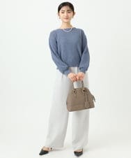 F1LFD24160 MK MICHEL KLEIN(小さいサイズ)(メゾン ドゥ サンク) 【小さいサイズ】共地ベルト付きワイドパンツ/撥水/防シワ/洗える ライトグレー