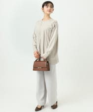 F1LFD24160 MK MICHEL KLEIN(小さいサイズ)(メゾン ドゥ サンク) 【小さいサイズ】共地ベルト付きワイドパンツ/撥水/防シワ/洗える ライトグレー