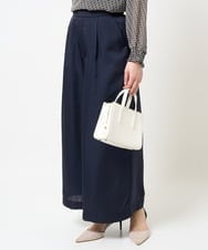 F1LGA32170 MK MICHEL KLEIN(小さいサイズ)(メゾン ドゥ サンク) 【小さいサイズ】サテンワイドシルエットパンツ/洗える/セットアップ対応 ネイビー